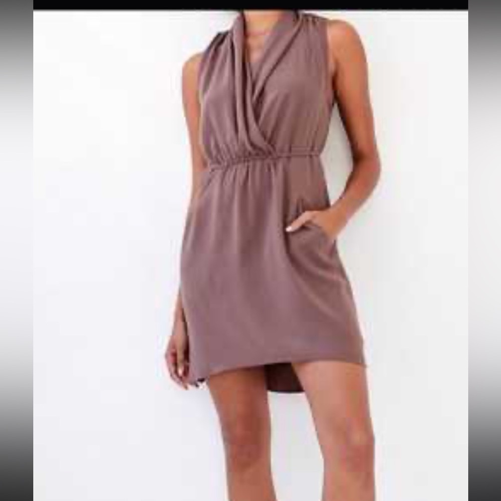 Wilfred purple faux wrap Mini Dress pockets xxs